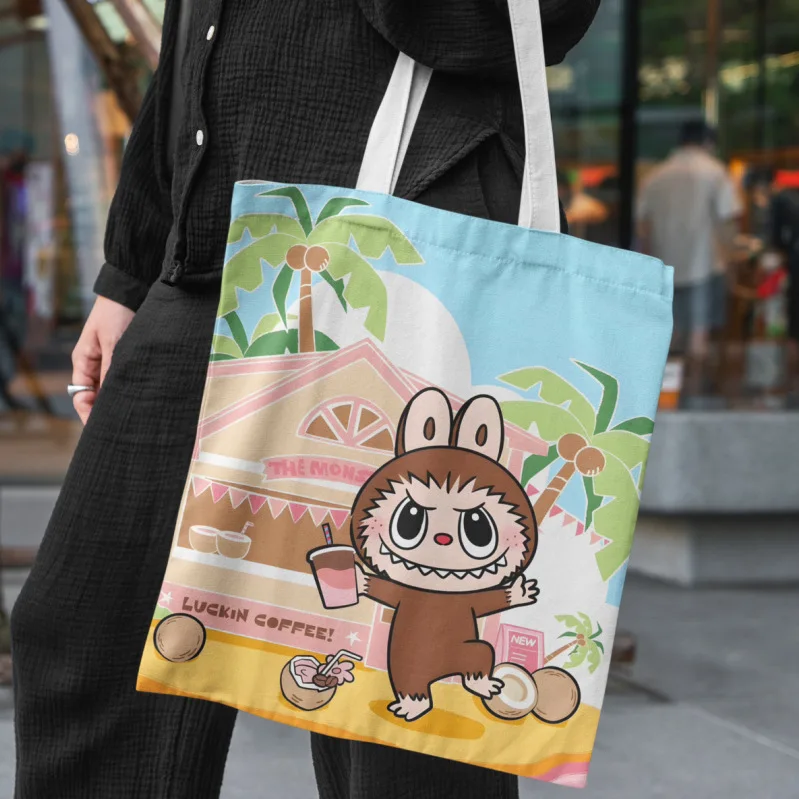 Labubu Cute Cartoon Canvas Handbag – Stylish Shopping Tote & Crossbody Bag for Women, Students & Casual Use 6
