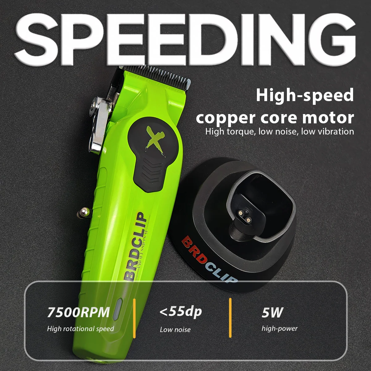 BRDCLIP FA1C NEW 7500RPM Barber Professional Hair Clipper High Speed Motor 2500mAh Electric Trimmer DLC Blade With Base 4