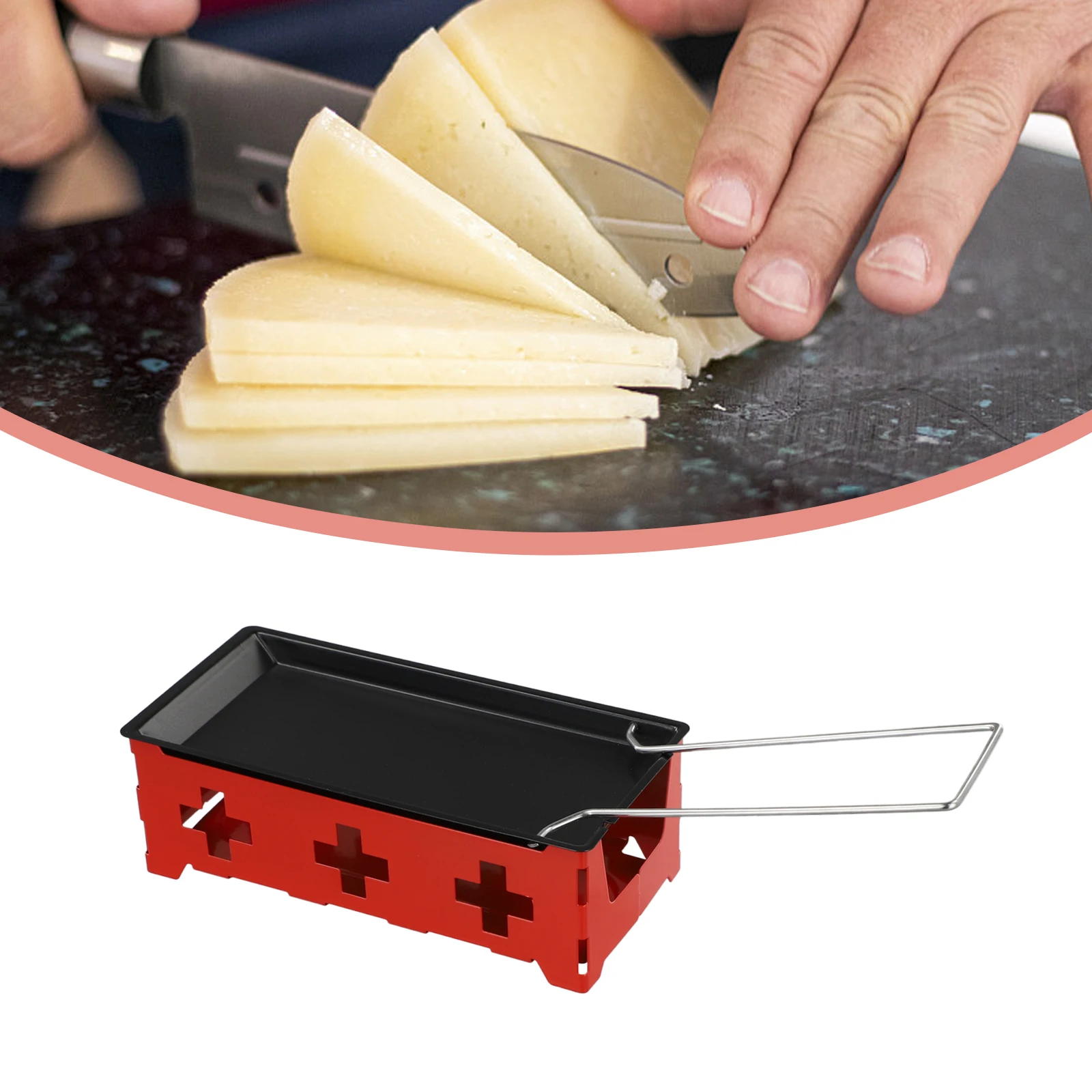 Mini Portatile Antiaderente Metallo Formaggio Raclette Forno Grill Piatto Rotaster Teglia Set Di Fornelli Cucina Di Casa Burro Formaggio Cottura