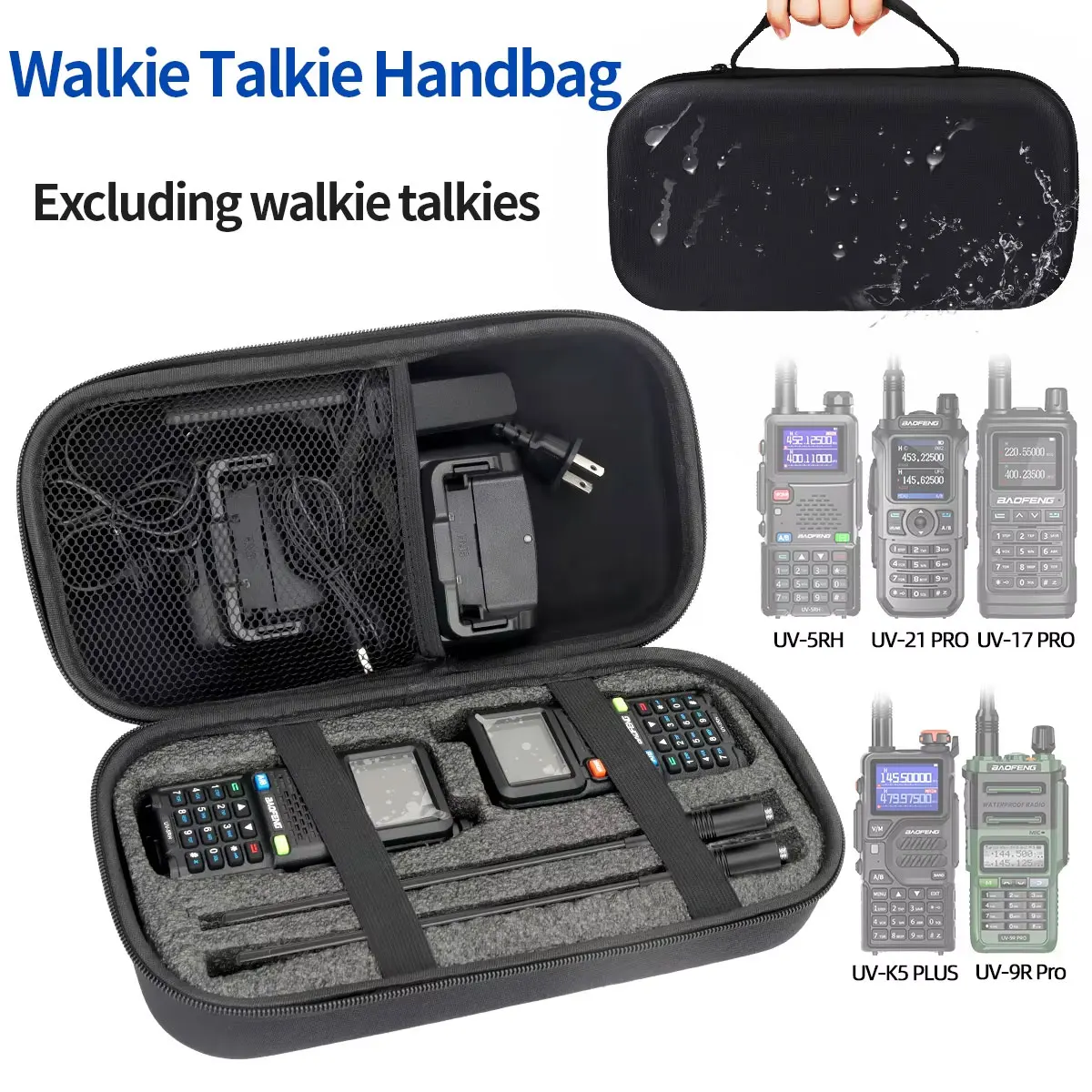 Baofeng UV-21 PRO Walkie Talkie Carrying Case Handbag Storage For UV-K5 PLUSUV-5RH UV-9R UV-17 PRO  Two Way Radio