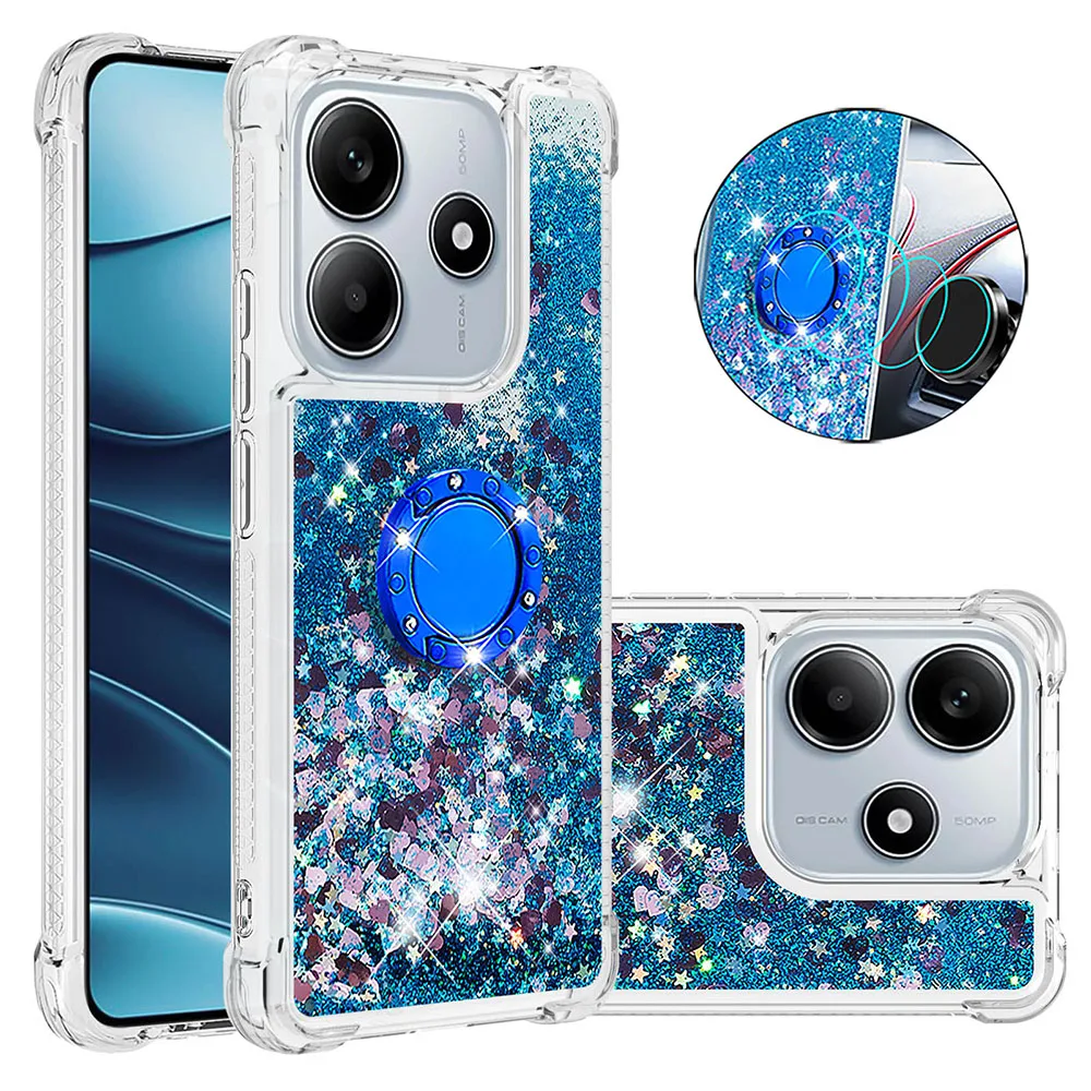 Gradient Glitter Quicksand Case with Anti-Fall Ring Holder Stand