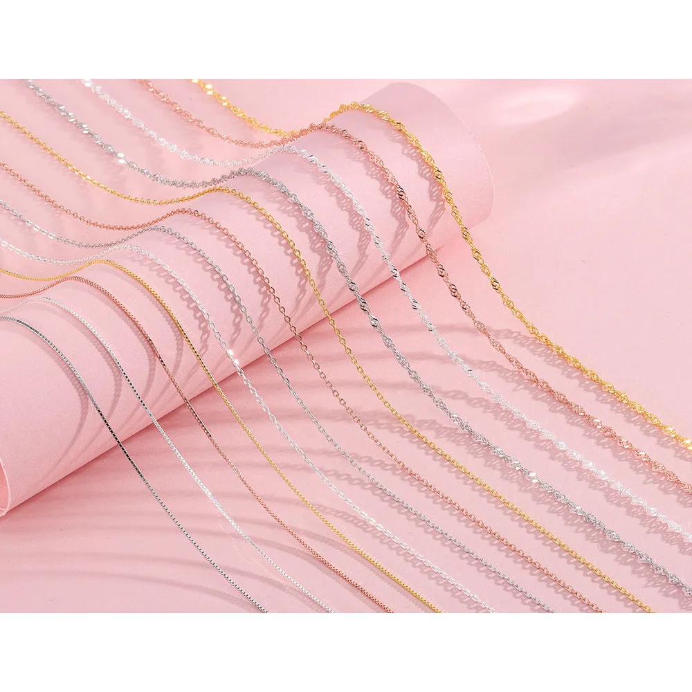 S Sterling Silber Halskette für Damen ohne Anhänger, Schlichte Einzelbox DIY Vielseitige Schlüsselbeinkette, Leichter Luxus_voghion.com