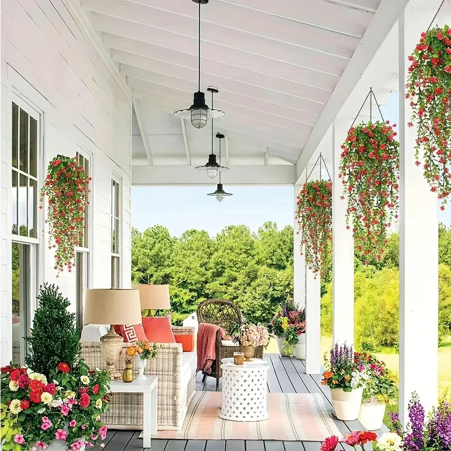 3pcs Artificial Hanging Plants Fake Hanging Plant Faux Eucalyptus Leaf Greenery Vine Outdoor UV Resistant Plastic Plants