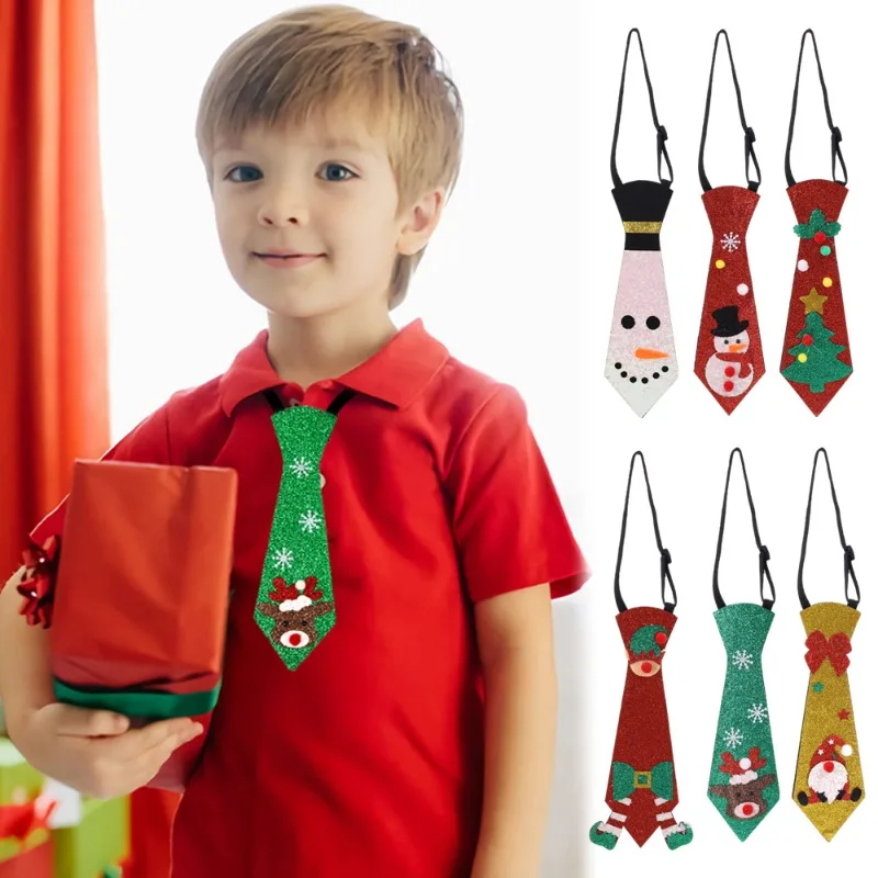 Christmas Ties Christmas Decoration Snowman Elk Tree Tie Party Merry Christma Decor Kids Gift Noel Happy New Year woven necktie,necktie set,clip on tie