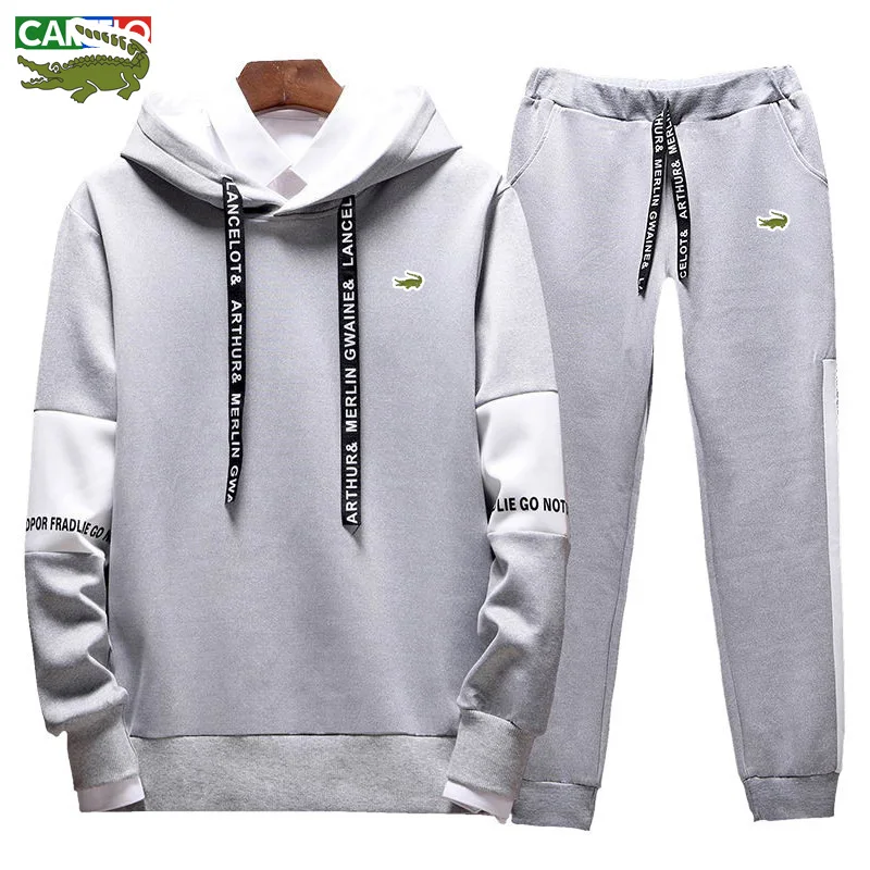 CARTELO fashion men's suit color-blocking casual sportswear long-sleeved hooded sweater+trousers jogging sportswear two-piece se