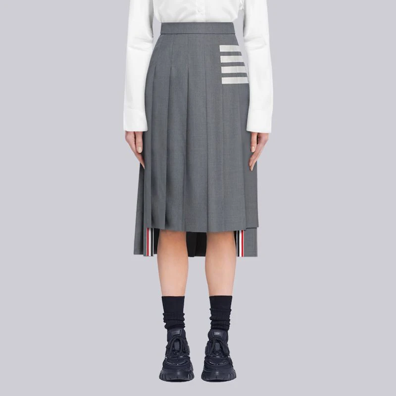 

TB Skirts For Women Classic Gray Striped Design Pleated Skirt High Waisted Fashion Leisure Summer Hot Sale Dress for Girl 2023