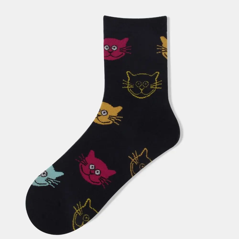 

Harajuku Cat Pattern Socks Breathable Korean Style Warm Animal Socks Short Socks Cotton Middle Tube Socks Streetwear