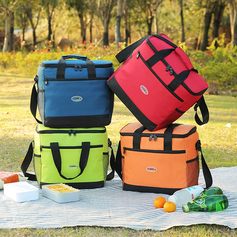 SANNE Solid Color Insulated Thermal Lunch Bag Large Polyester Waterproof Portable Cooler Food Environmentally Friendly Outdoor
