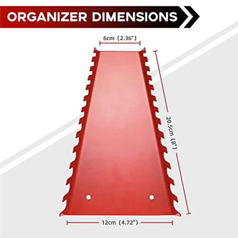 2 Pack Metal Wrench Organizer-Premium Wrench Holder Tray Wall-Mounted Storage Solutions for (1 Red & 1Black tool organizer wrench organizer wrench holder