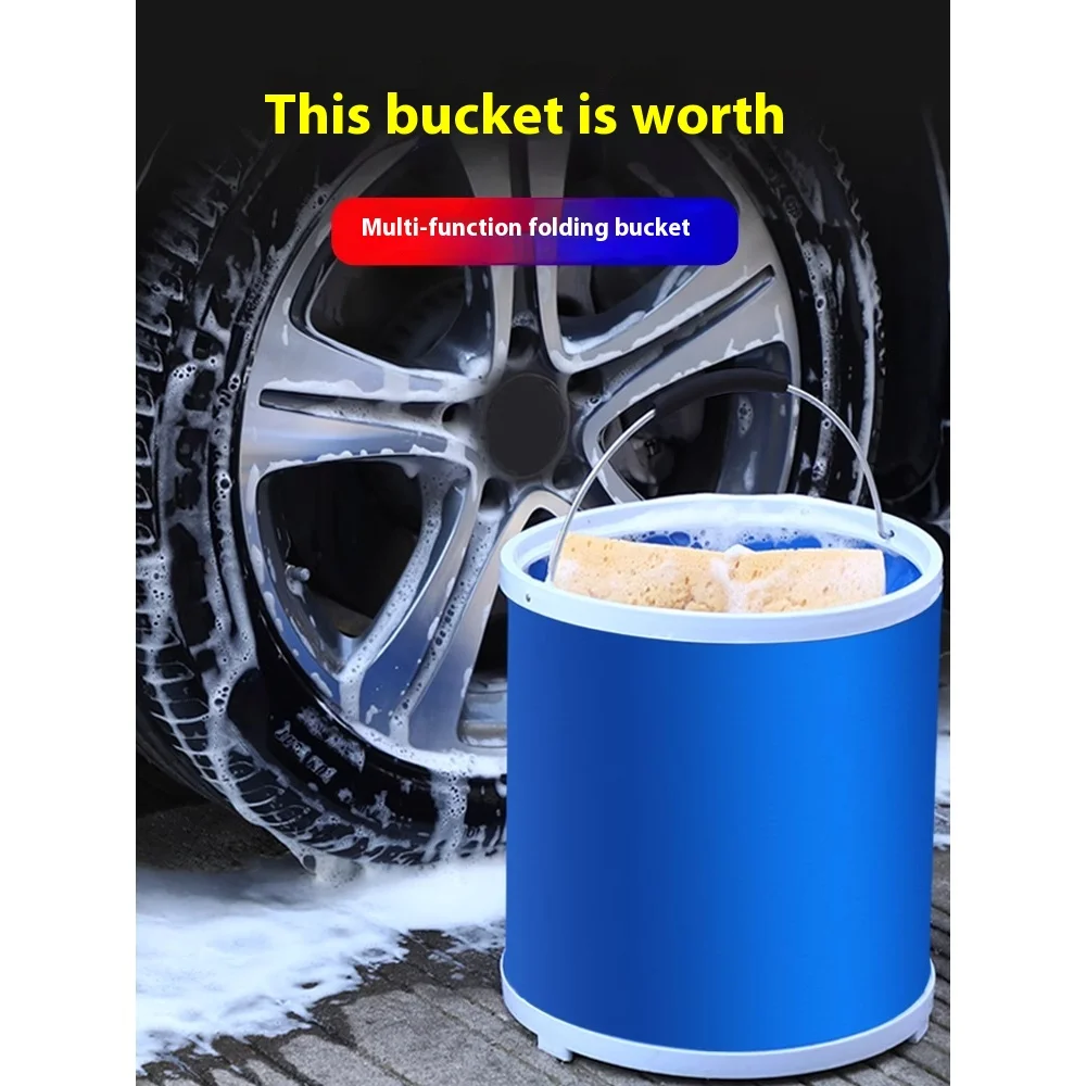 9L Collapsible Bucket Portable Folding Water Bucket Car Washing Fishing Household Plastic Travel Outdoor Camping