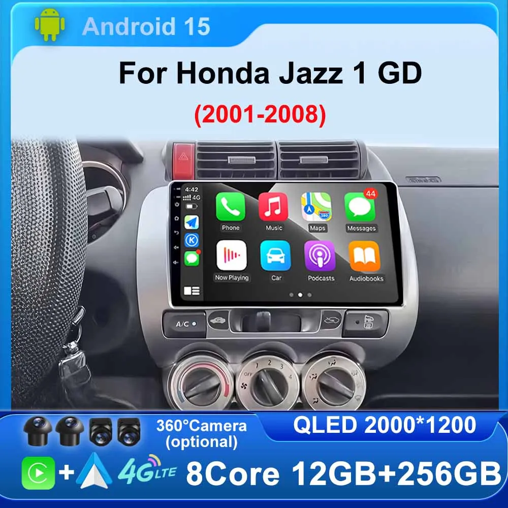 9" Car Android Autoradio Multimedia Player Navigation GPS BT WiFi 4G Head Unit for Honda Jazz 1 GD 2001-2008 Fit 2001-2009 LHD