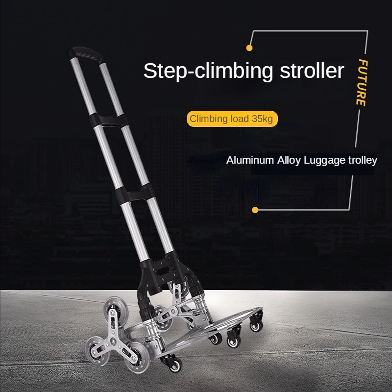 

75KG All Terrain Stair Climbing Cart Heavy Foldable Hand Sack Wheel Trolley Barrow Cart Portable Home Travel Shopping Cart