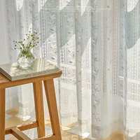 1PC Lace Curtain Gauze Curtain Retro Literary Small Fresh Pastoral Style Window Screen Bay Window High-end 1