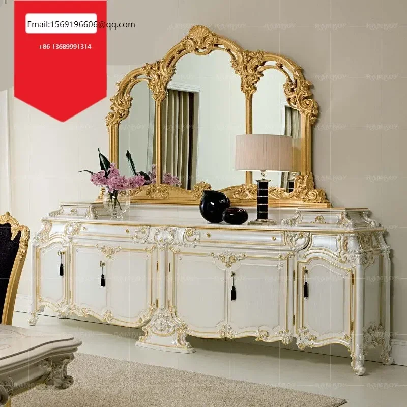 

Italian furniture European-style solid wood luxury sideboards Baroque white sideboards Restaurant lockers