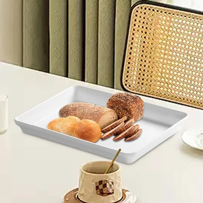 White Reusable Food Tray Large Serving Platters for Party Food Classic Design Large Serving Platter Set for Barbecues Outdoor 4