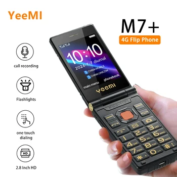 YeeMI M7 + Caratteristica robusta Pulsante grande Caratteri grandi Doppio SIM Doppio schermo Filp Telefono 6800mAh 4G Clamshell Cellulare per Old Man SOS