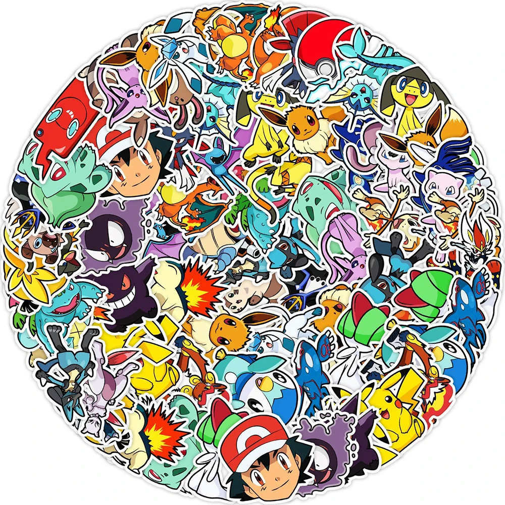 Pegatinas de Pokémon de 10/30/50 piezas, calcomanías de grafiti de dibujos animados geniales, impermeables de PVC, para nevera, teléfono, Maleta, casco, coche, Anime