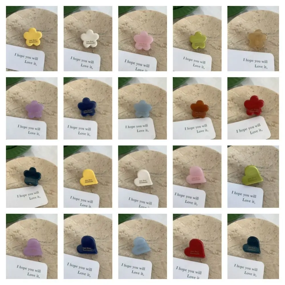 Sweet Acetic Acid Hairpin Flower Hair Clip Small Grab Clip Headwear Heart Hair Clip Geometry Love Acetate Mini Hair Claw Travel