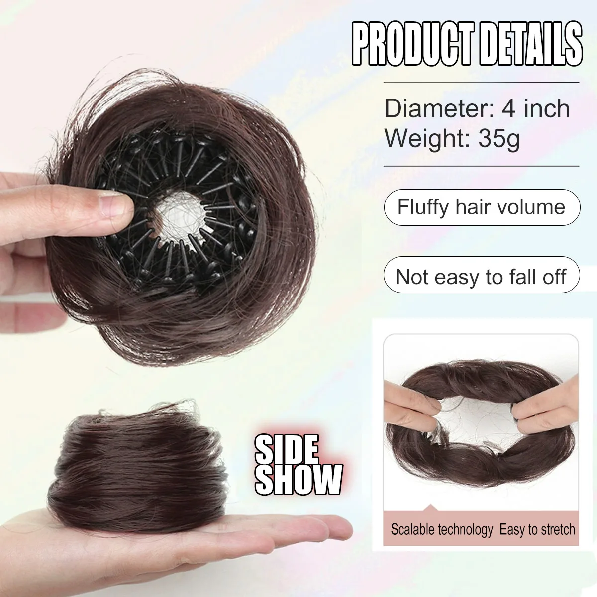 1PC Synthetic  Women's Hair Bun Messy Straight Black Brown Claw Chignon Stretchable Elegant   Extension For Girls