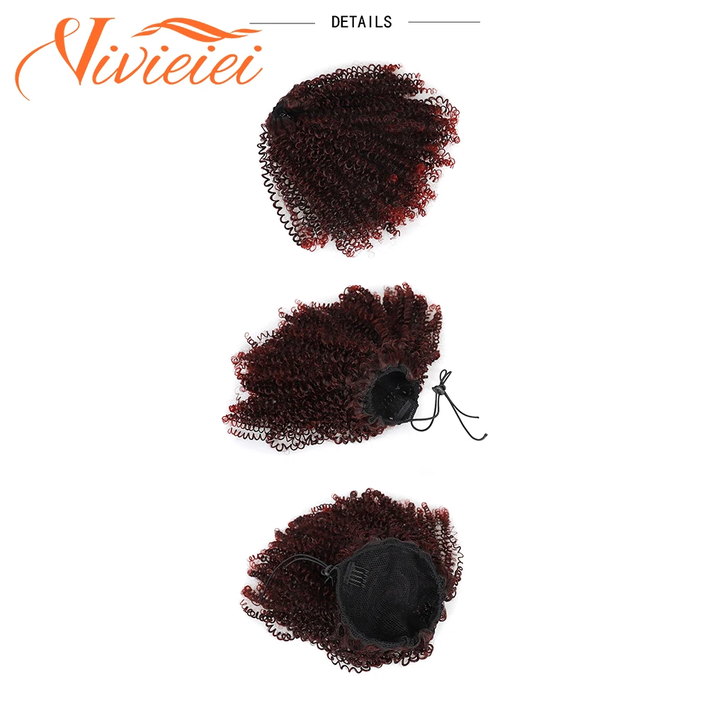 Curto Kinky Curly Ponytail extensão para mulheres