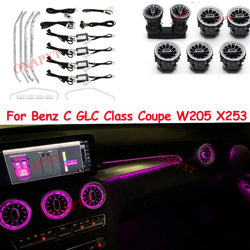 Для Benz для AMG 3/64 цвет C GLC класс купе W205 C43 C63 X253 МБ окружающая аналогичная сопла вентиляционного отверстия 3D динамик декоративная лампа