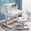 Kids Functional Desk and Chair Set Height Adjustable Children School Study Table Chair Set Ergonomic Desk Chair with Bookshelf 1