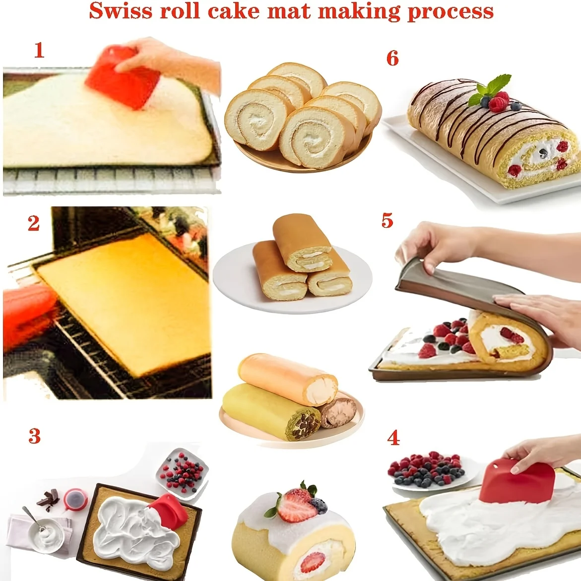 Premium Non-Stick Silicone Baking Mats with Edges - Easy to Clean, Perfect for Swiss Rolls, Pastries, and Cookies