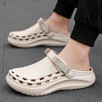 Sabots pour hommes sandales été trous respirant jardin maison sandales mode extérieur antidérapant semelle plage diapositives couleur unie pantoufles 3