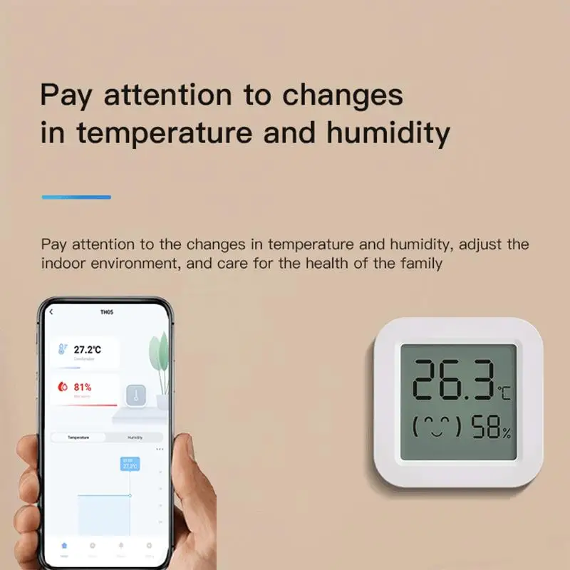 Tuya Smart Bluetooth Temperature Humidity Sensor LCD Display Thermometer Hygrometer APP Remote Google Home Alexa Voice Control