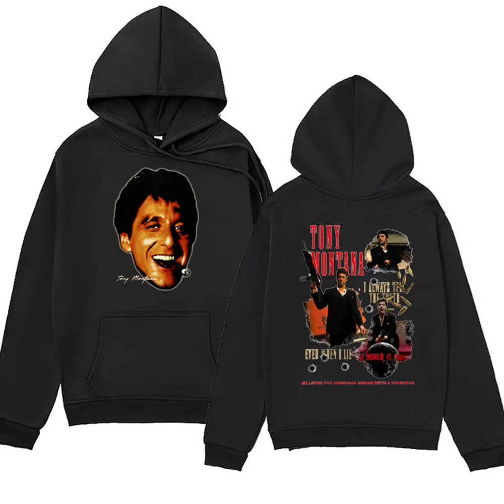 

Vintage Al Pacino As Movie Scarface Tony Montana Graphic Print Men Women Hoodies Casual Oversized Streetwear Sweatshirt Pullover