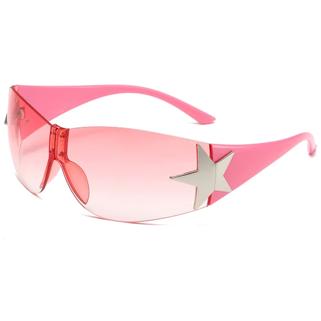 Óculos de sol estrela de cinco pontas para homens e mulheres, óculos estilo  rosa surround, óculos de segurança UV400, moda grande, Y2k - AliExpress