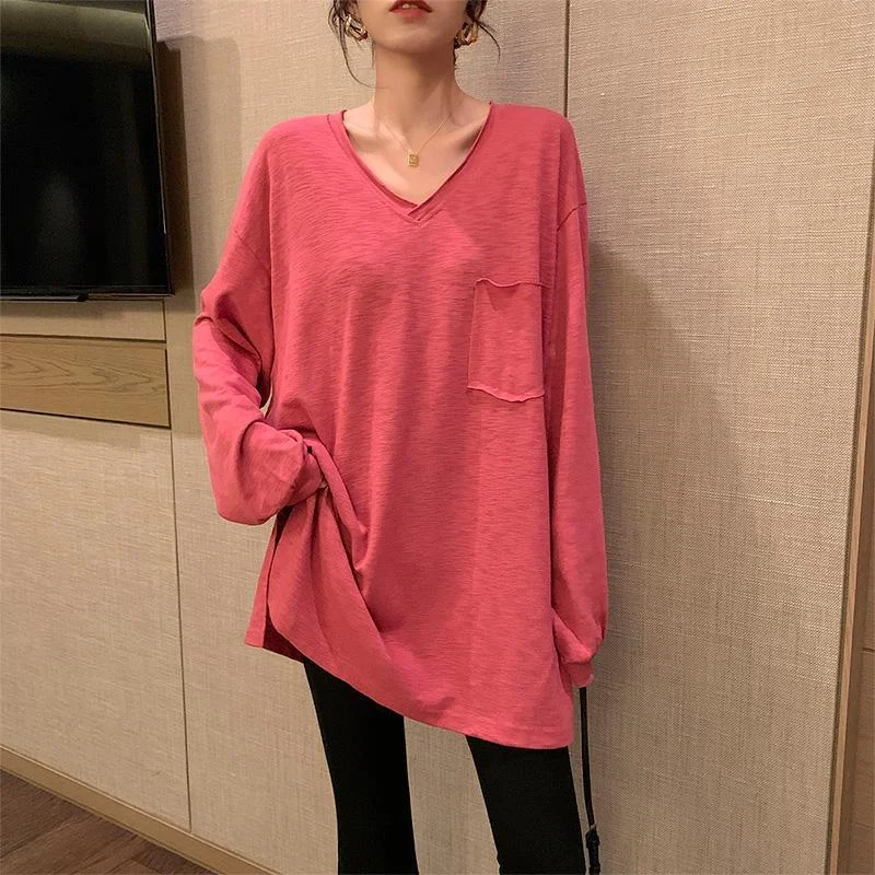 

Loose Women's Top Long Sleeve Black Red Clothing V Neck T-shirt Woman Sexy Tees Elegant Sale Funny Aesthetic Fitted Xxl Pulovers