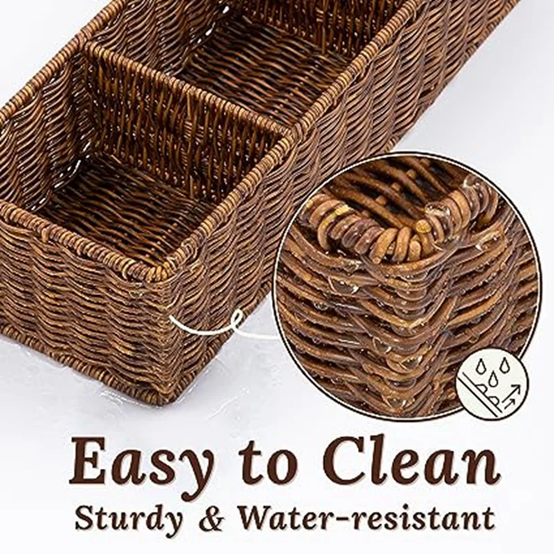 Woven Storage Box Desktop Miscellaneous Box Toilet Paper Box Storage Bathroom Organizer Bathroom Sink Storage Countertop Durable 5