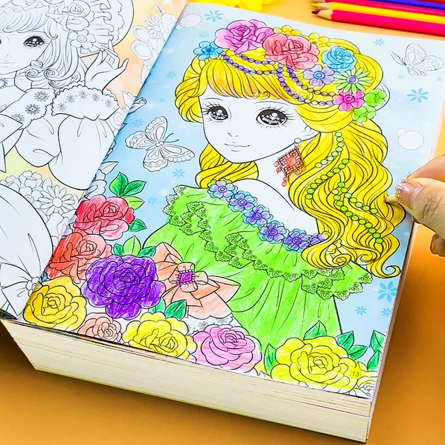 6 Books 192 Pages Perfect Princess Coloring Book for Girl Gift Children Graffiti Coloring Picture Painting Book 17x24cm Libros