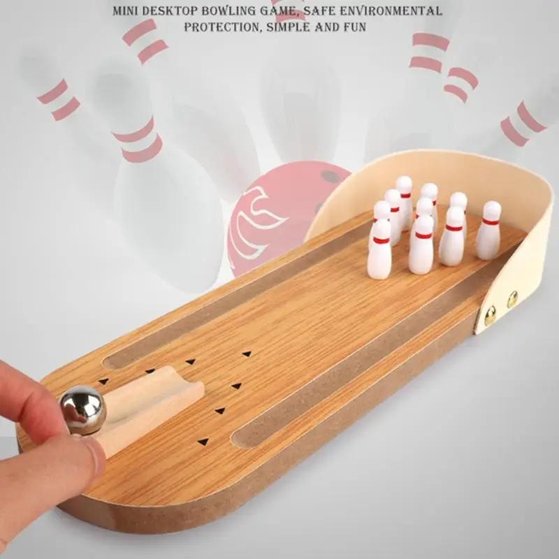 G6DE Desktops Bowling Toy Home Bowling Gift for Adult Kid Teen Boy Girl, Mini Game Set, Wooden Tabletop Game