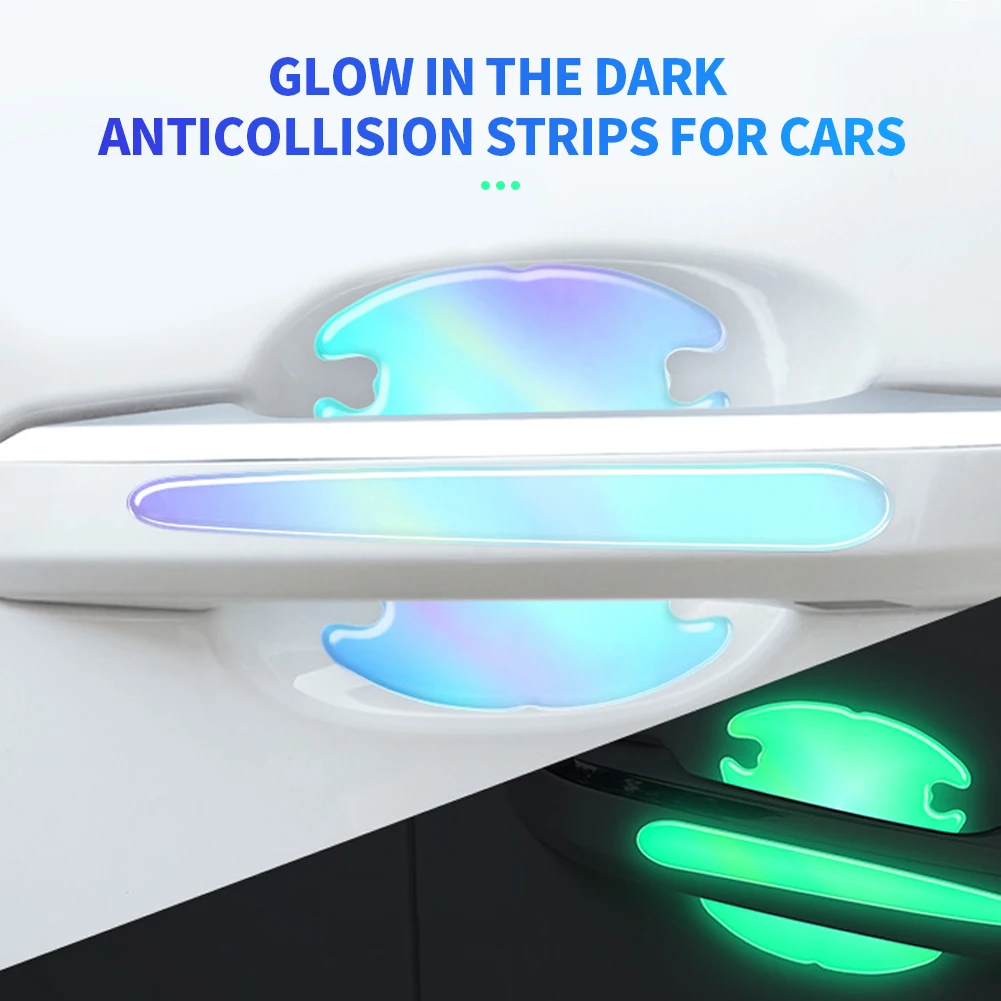 

Car Rear Mirror Door Bowl Handles Luminous Protective Sticker Film Protector Trim Sticker Anti-Scratch Car Handle Bowl Strip