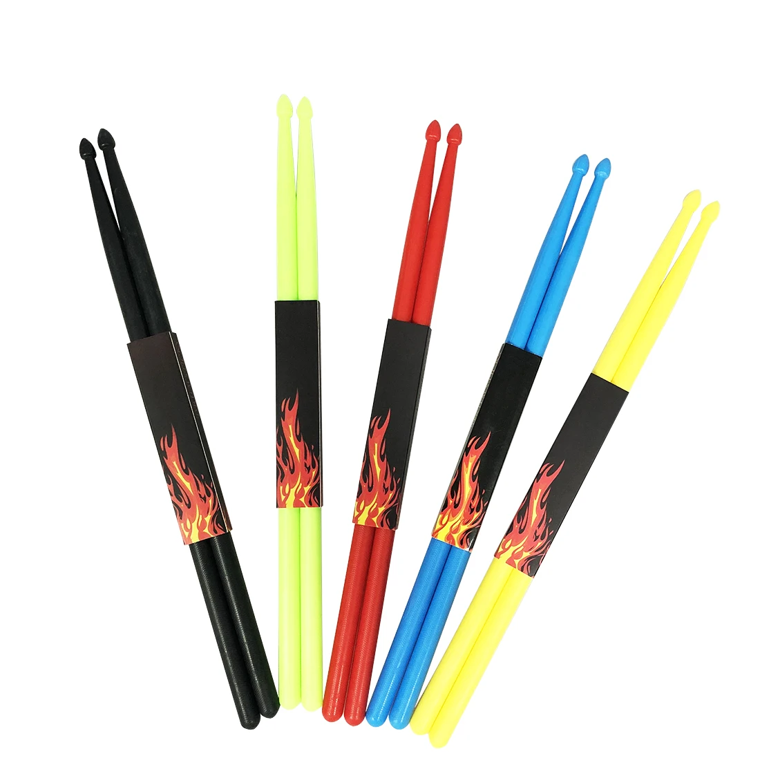 Description Picture 2 of item1Pair Professional Drum Sticks 5A Colorful Nylon Drumsticks Drum Set Kit Parts Percussion Musical Instrument Accessories