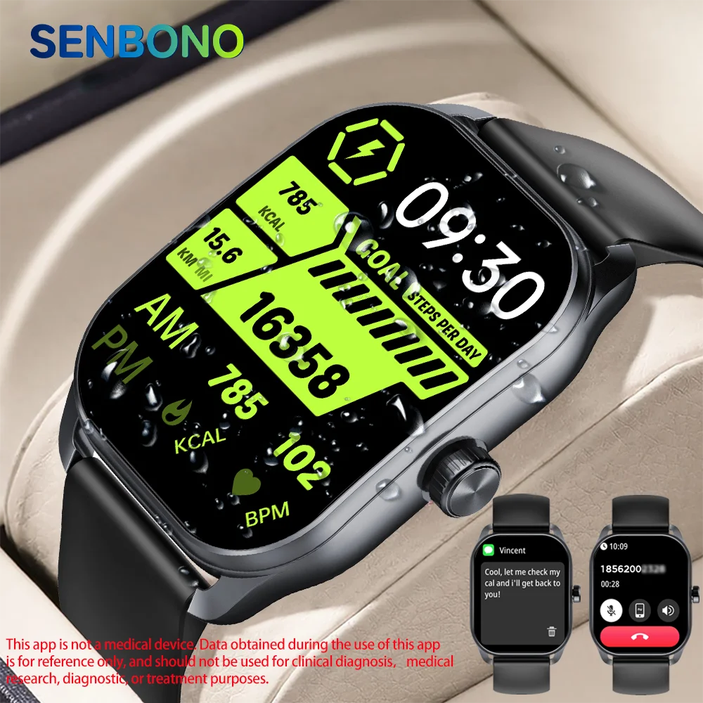 SENBONO 2024 New Smart Watch 2.01" Full Screen Bluetooth Call Fitness Tracker Heart Rate Monitor Sport Smartwatch for Men Women