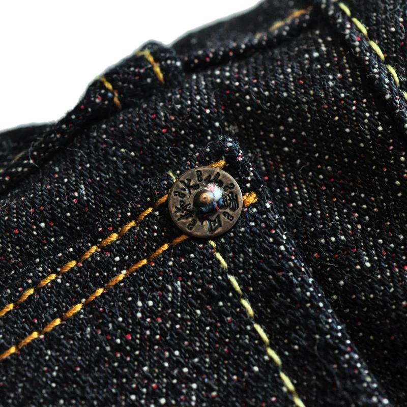 Saucezhan EX315XX-BO-Fire Jeans for Men Furinkazan Selvedge Jeans Mens Jeans Taper Fit 16.8 OZ Silver-plated Buttons Raw Denim 2