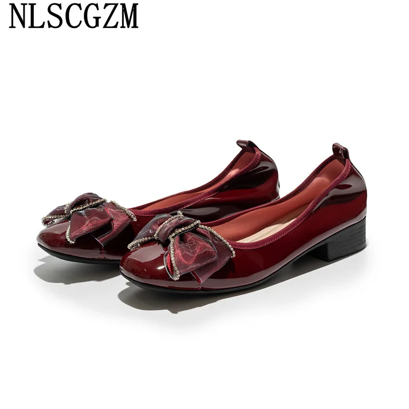 

Patent Leather Casual Shoes Slip on Shoes for Women Butterfly Knot Loafers Women Oxford Shoes for Women Вулканизированная обувь