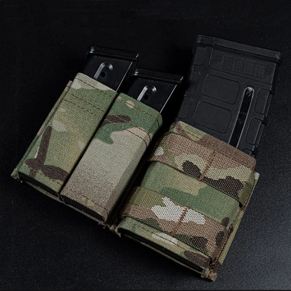 Magazine Pouch Tactical 5.56 9mm 1 + 2 Magazine Pouch KYWI Wedge Insert Shorty MAG Bag MOLLE M4 G17 AR15 Airsoft Belt Vest Gear with Maclice Clip