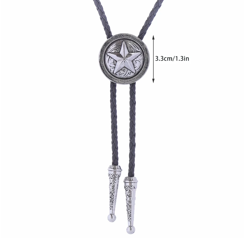 가죽 로프 펑크 펜던트 긴 목걸이 여성 조절 가능한 Drawstring 볼로 타이