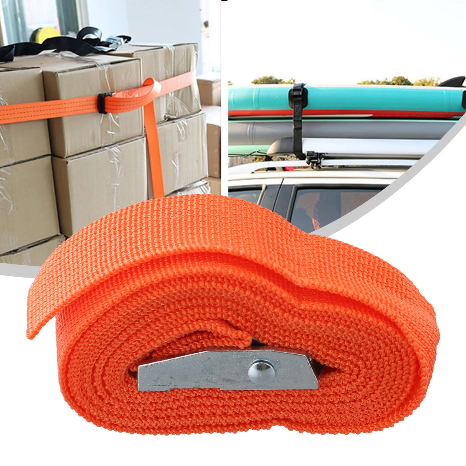 

2M Car And Motorcycle Cargo Rally Rope Ratchet Belt 250 LBS Load Capacity Four Wheel Vehicle Luggage Rack Fixed Strap