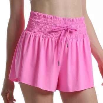 Yoga Sport Pantaloncini a vita alta per donna Fitness Elastico Corsa Allenamento Palestra Esercizio Ciclismo femminile Gonna bianca Pantaloncini Abbigliamento sportivo 1