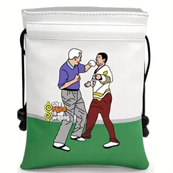Humorous PU Leather Golf Valuables Pouch with Drawstring Closure (WHITE)