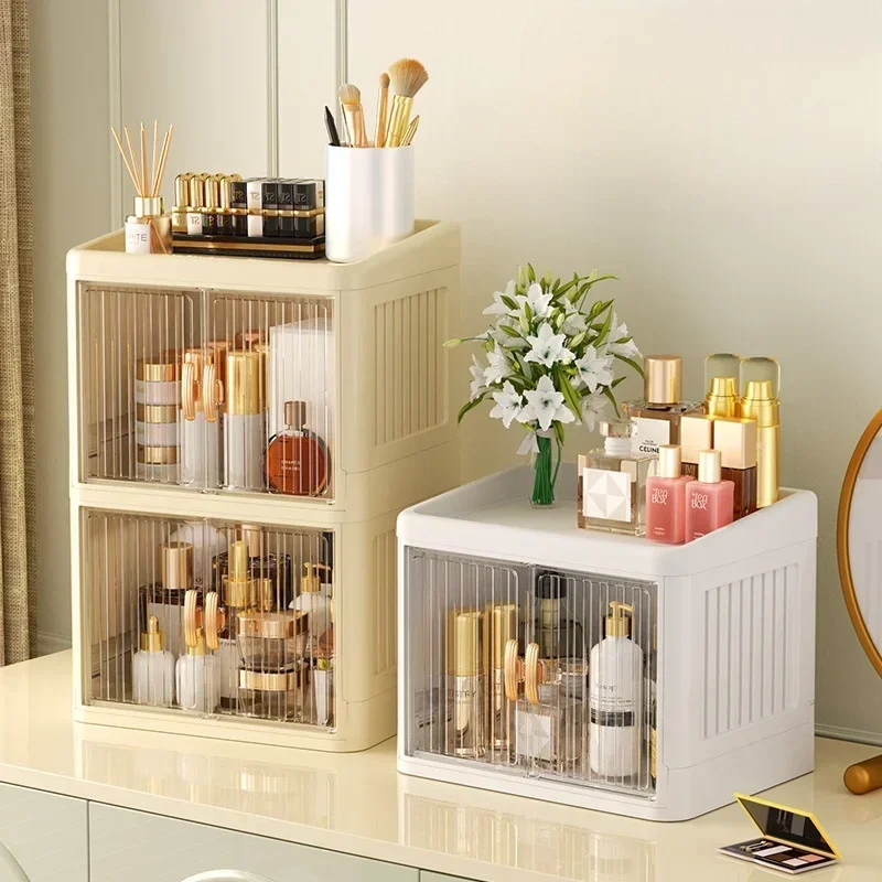 Dust-proof Cosmetic Organizer Foldable Makeup Storage Box Large Capacity Jewelry Nail Polish Cosmetic Container Makeup Organizer 2