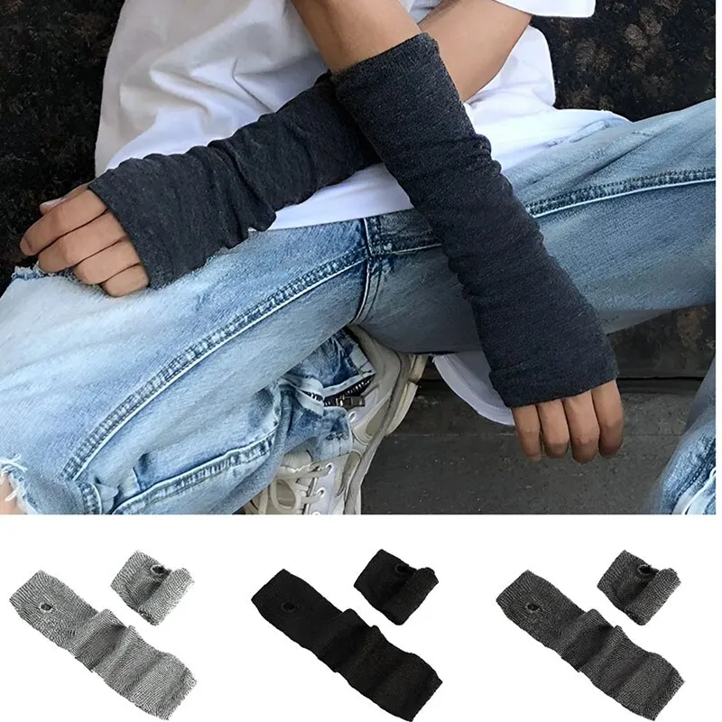 Women Knitted Fingerless Gloves Warm Sunscreen Decorative Long Arm