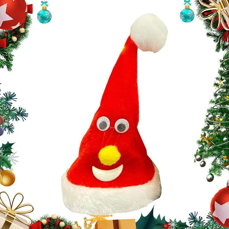 Christmas Hat Electric Plush Toy Children Gift Sing Glowing Swing Music Xmas Hats For Christmas Tree Kids Toys