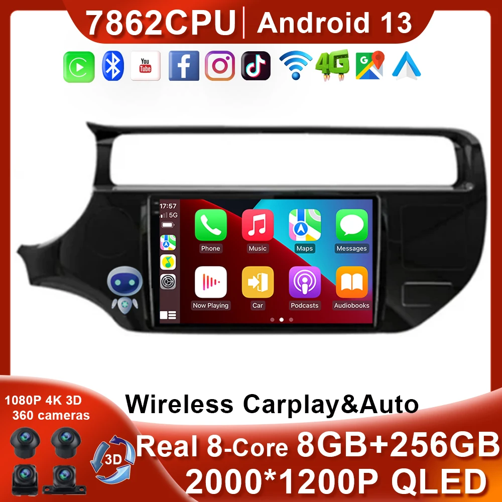 

Wireless carplay&Auto Real 8-Core For Kia RIO 4 K3 2011 - 2017 Multimedia Video Player Navigation GPS No 2Din 2 Din DVD 4G WiFi