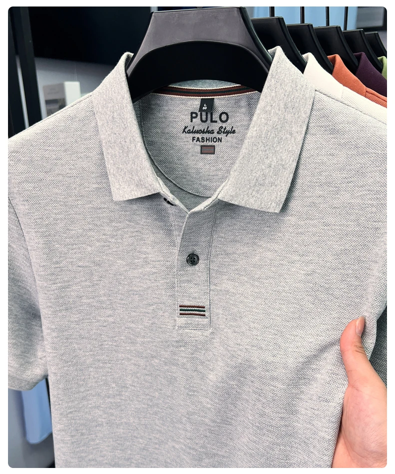 100% pure cotton short sleeve polo shirt men summer simple Korean fashion striped high-end designer brand casual golf T-shirt 24 S2782e34f606a48cabedb768700d2fc49w
